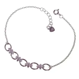 Pulsera en Plata Ley 925m de 16.5 cm. cadena forzada detalle entrepie