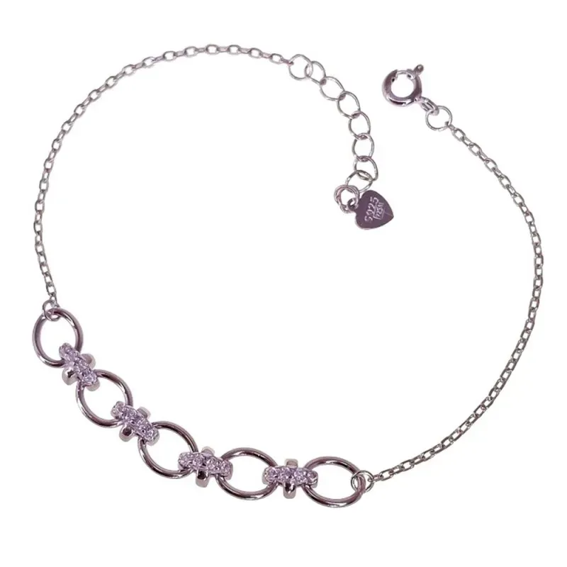 Pulsera en Plata Ley 925m de 16.5 cm. cadena forzada detalle entrepie