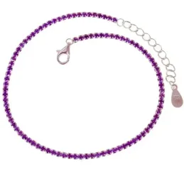 Pulsera Plata de Ley 925m con 18 cm. con circonitas color morado de 2
