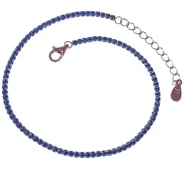 Pulsera en Plata Ley 925m de 18 cm. con circonitas color azul oscuro