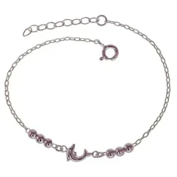 Pulsera  Plata Ley 925m de 17 cm. cadena forzada detalle delfín 7 mm.