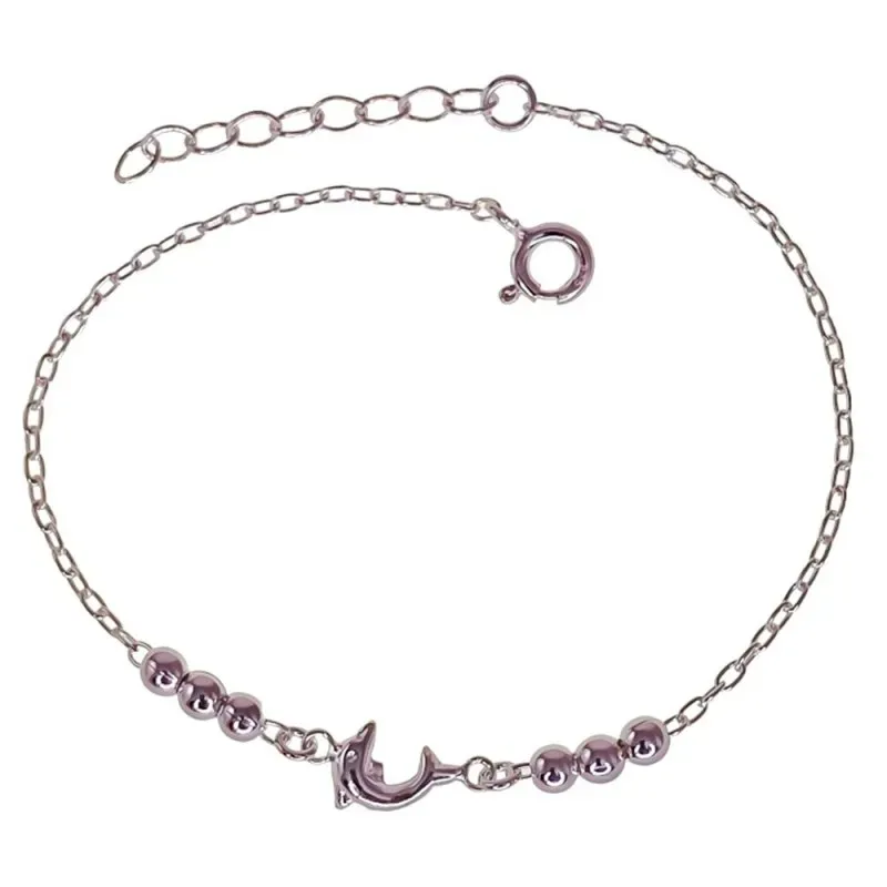 Pulsera  Plata Ley 925m de 17 cm. cadena forzada detalle delfín 7 mm.