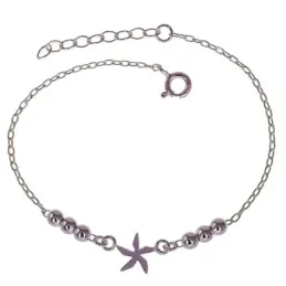 Pulsera en Plata de Ley 925m con 17 cm. cadena forzada estrella de 9