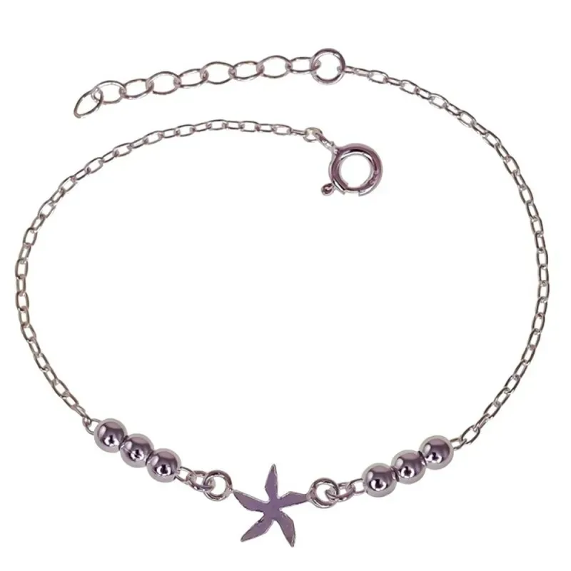 Pulsera en Plata de Ley 925m con 17 cm. cadena forzada estrella de 9