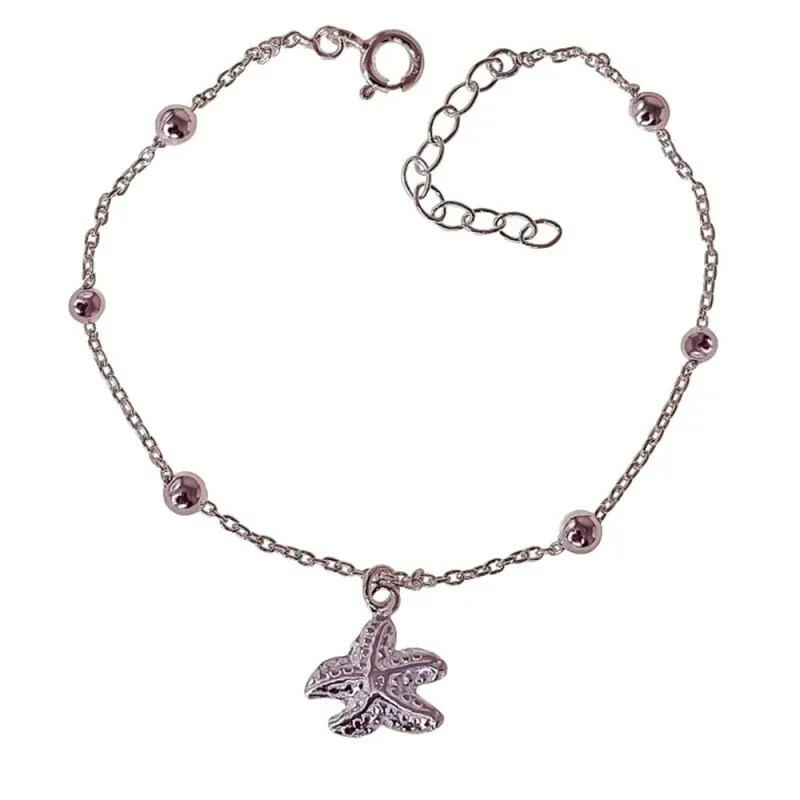 Pulsera Plata Ley 925m de 18 cm. cadena forzada 1.5 mm. bolas 4 mm. e