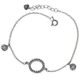 Karma Pulsera en Plata de Ley 925m con 17 cm. amuleto 10 mm. chatones