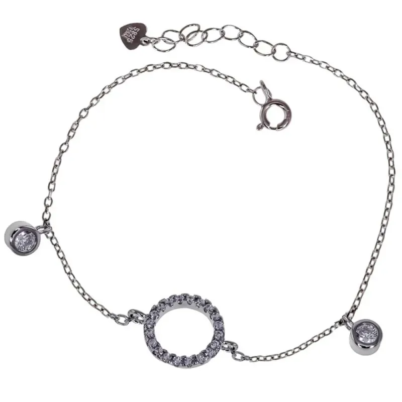 Karma Pulsera en Plata de Ley 925m con 17 cm. amuleto 10 mm. chatones