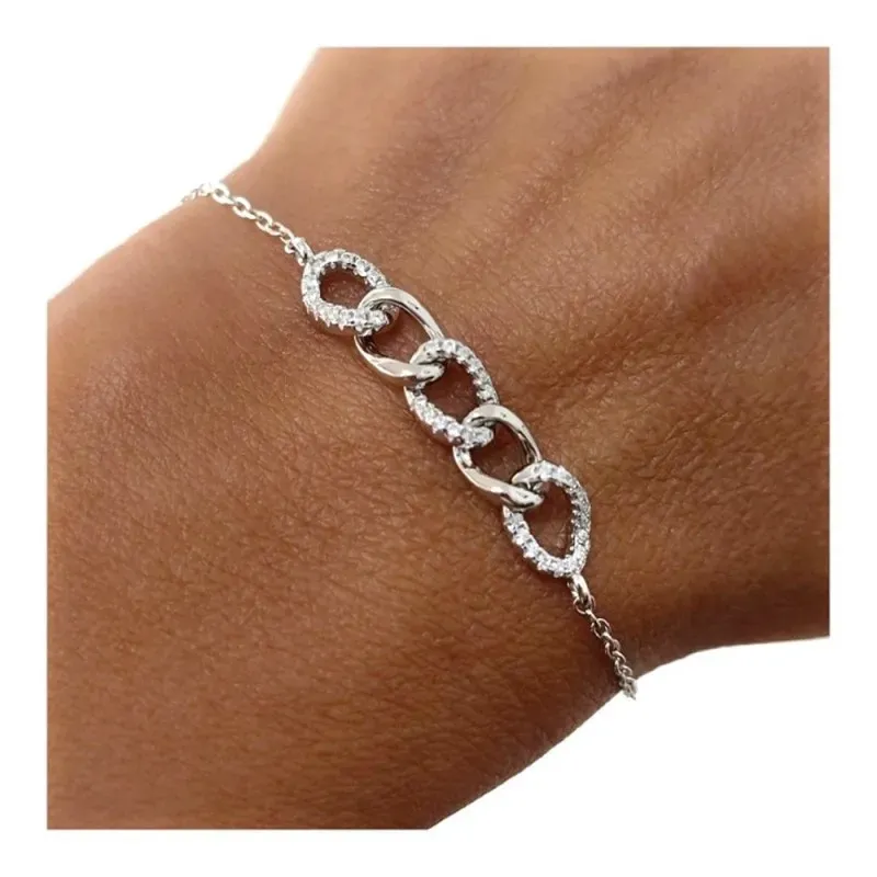 Pulsera en Plata de Ley 925m con 16 cm. cadena forzada combinada barb