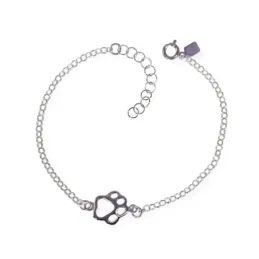Pulsera Huella de Perro en Plata de Ley 925m con 17 cm. cadena rolo
