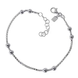 Pulsera Plata Ley 925m de 16 cm. cadena veneciana 1.5 mm. bolas lisas