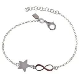 Pulsera en Plata de Ley 925m con 16 cm. cadena rolo símbolo infinito