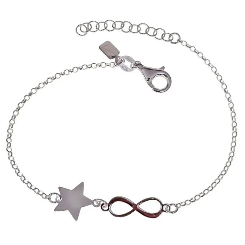 Pulsera en Plata de Ley 925m con 16 cm. cadena rolo símbolo infinito