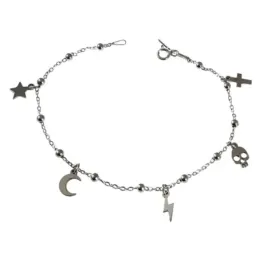Pulsera en Plata de Ley 925m con 19 cm. motivos colgantes cruz calave