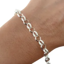 Pulsera en Plata de Ley 925m con 19 cm. cadena rolo de 5 mm. diámetro