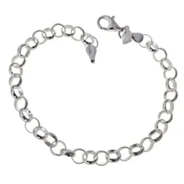 Pulsera en Plata de Ley 925m con 19 cm. cadena rolo de 5 mm. diámetro