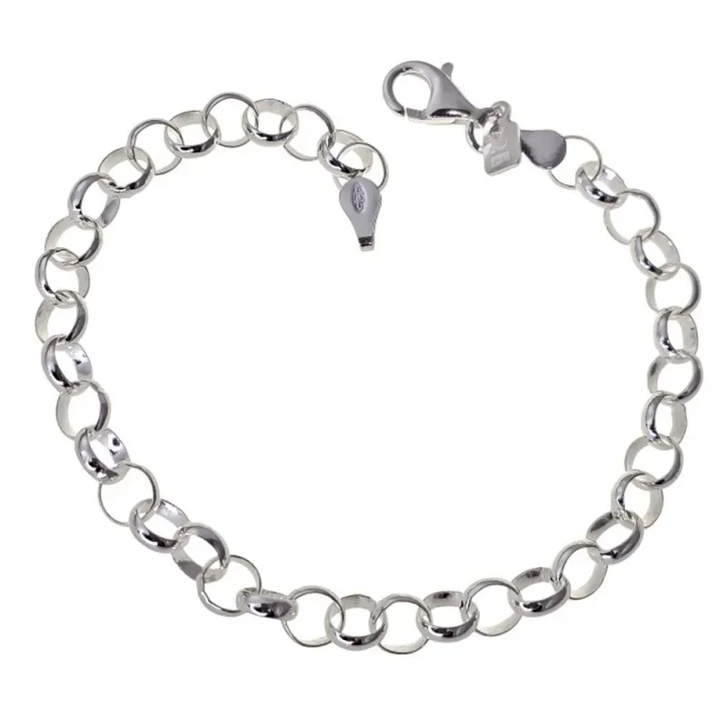 Pulsera en Plata de Ley 925m con 19 cm. cadena rolo de 5 mm. diámetro