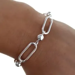 Pulsera en Plata de Ley 925m con 19.5 cm. asas huecas alargadas con b