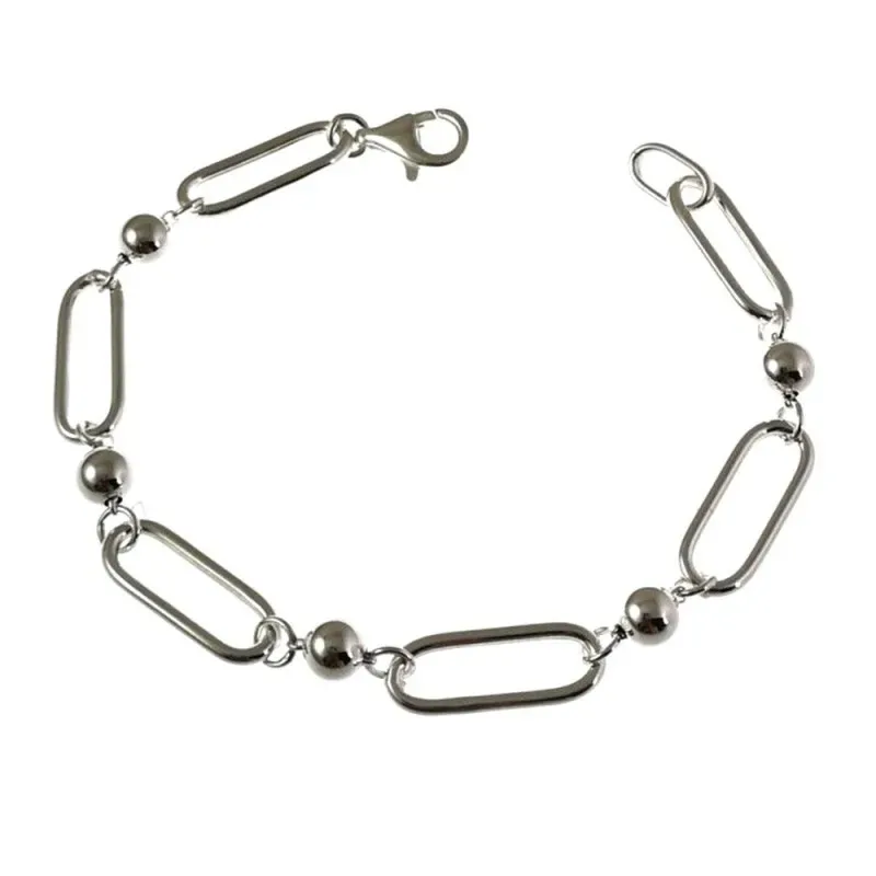 Pulsera en Plata de Ley 925m con 19.5 cm. asas huecas alargadas con b