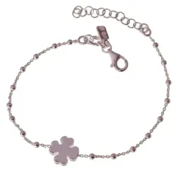 Trébol Pulsera en Plata de Ley 925m con bolas lisas combinadas amulet