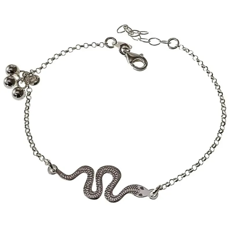 Pulsera Plata Ley 925m de 17 cm. cadena rolo serpiente 30 mm. con bol