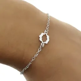 Pulsera Plata Ley 925m de 17 cm. con detalle ovalado ondulado de 8 mm