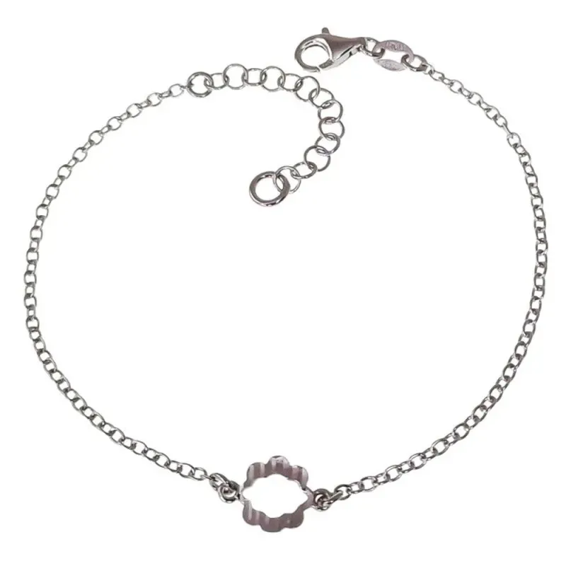 Pulsera Plata Ley 925m de 17 cm. con detalle ovalado ondulado de 8 mm