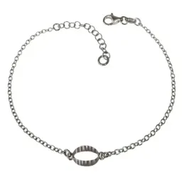 Pulsera Plata Ley 925m de 17 cm. con detalle ovalado de 9 mm.