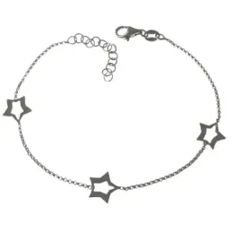 Pulsera Plata Ley 925m con 17 cm. cadena forzada estrellas caladas de
