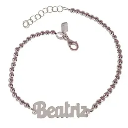 Pulsera Nombre Personalizable en Plata de Ley 925m con 18 cm. bolas l