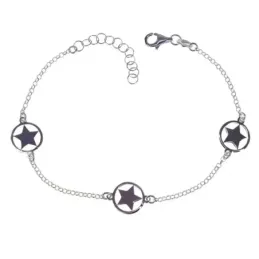 Pulsera Plata de Ley 925m con 17 cm. cadena rolo con círculos de 10 m
