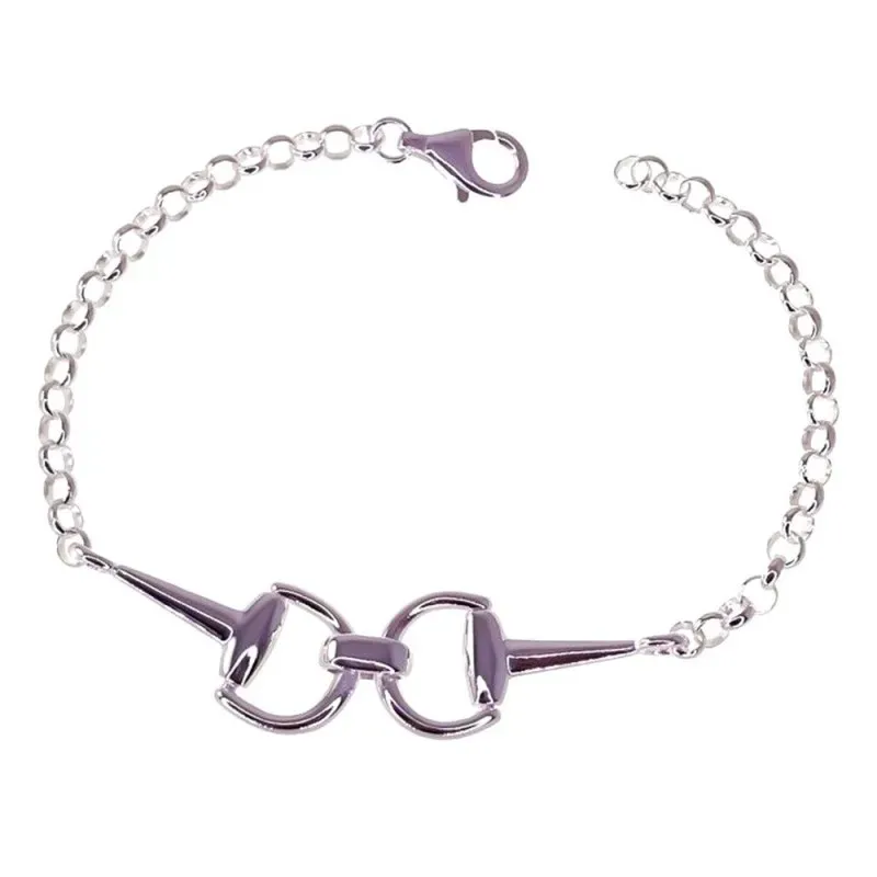 Pulsera Plata de Ley 925m con 19.5 cm. cadena rolo detalle estribo 5