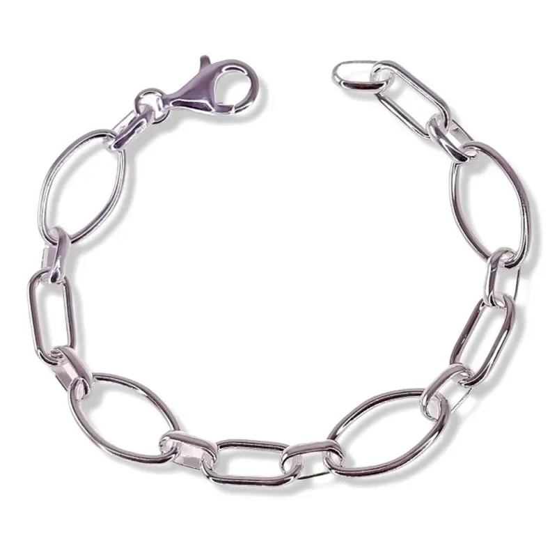 Pulsera Plata Ley 925m de 19.5 cm. con asas huecas