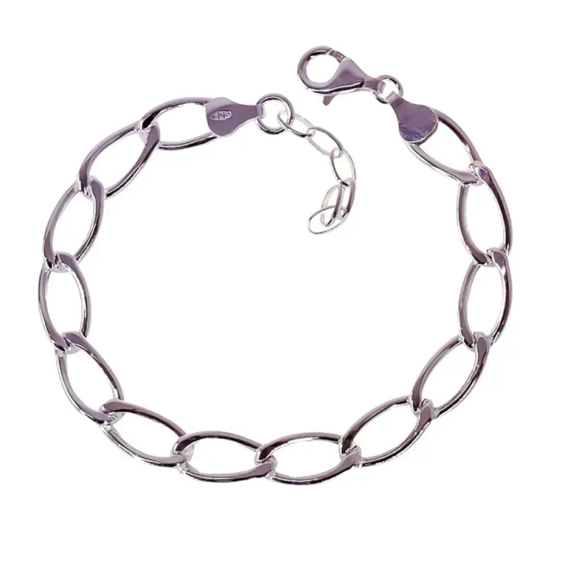 Pulsera en Plata de Ley 925m con 18 cm. cadena bilbao de 7.2 mm. anch