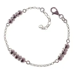Pulsera en Plata de Ley 925m con 17 cm. cadena rolo entrepiezas bolas
