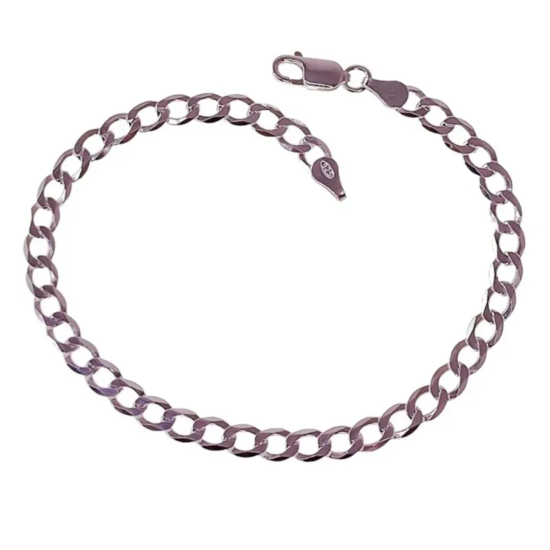 Pulsera en Plata Ley 925m con 20 cm. cadena barbada 4.8 mm. ancho