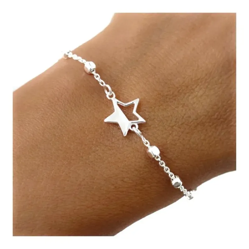 Pulsera en Plata de Ley 925m con 17.5 cm. cadena combinada cuadrado 2