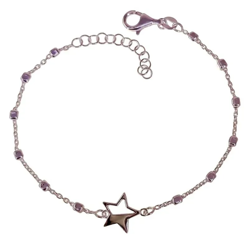 Pulsera en Plata de Ley 925m con 17.5 cm. cadena combinada cuadrado 2