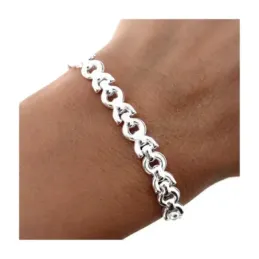 Pulsera Plata de Ley 925m con 20 cm. eslabones ancho 6 mm.