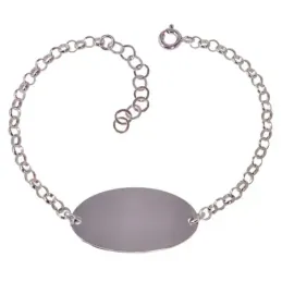 Pulsera Plata Ley 925m con 17 cm. cadena rolo chapa lisa 15 x 3 mm..