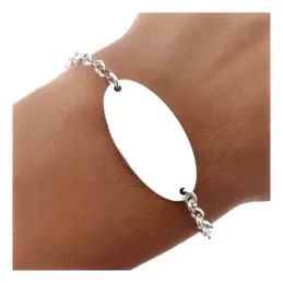 Pulsera Plata Ley 925m con 17 cm. cadena rolo chapa lisa 15 x 3 mm.
