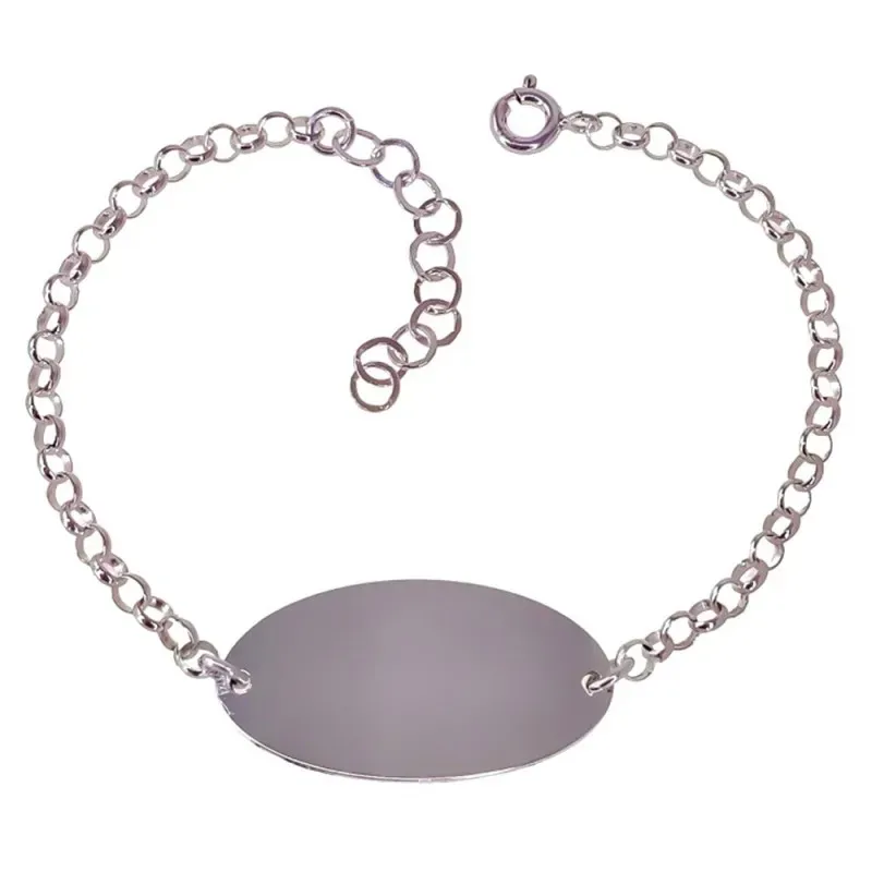 Pulsera Plata Ley 925m con 17 cm. cadena rolo chapa lisa 15 x 3 mm.