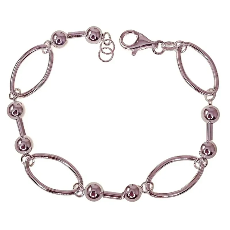 Pulsera en Plata de Ley 925m con 19 cm. eslabones grandes huecos de 2