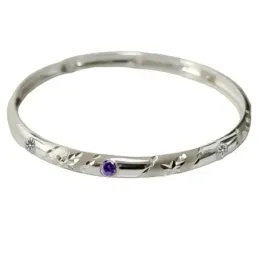 Pulsera Rígida Media Caña en Plata Ley 925m con 65 mm. de diámetro in