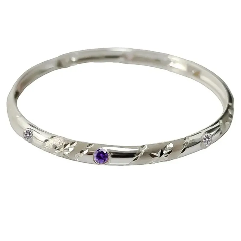 Pulsera Rígida Media Caña en Plata Ley 925m con 65 mm. de diámetro in