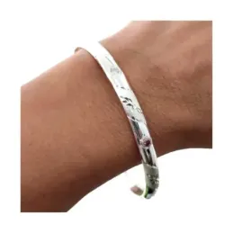 Pulsera Rígida de Media Caña en Plata Ley 925m con 65 mm. de diámetro