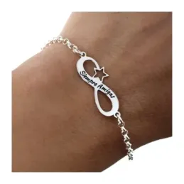 Pulsera Amigas en Plata Ley 925m de 17 cm. cadeja rolo con símbolo in