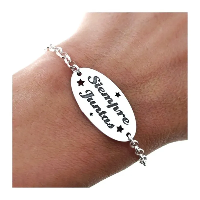 Pulsera Siempre Juntas Plata Ley 925m de 16 cm. cadena rolo tamaño ch