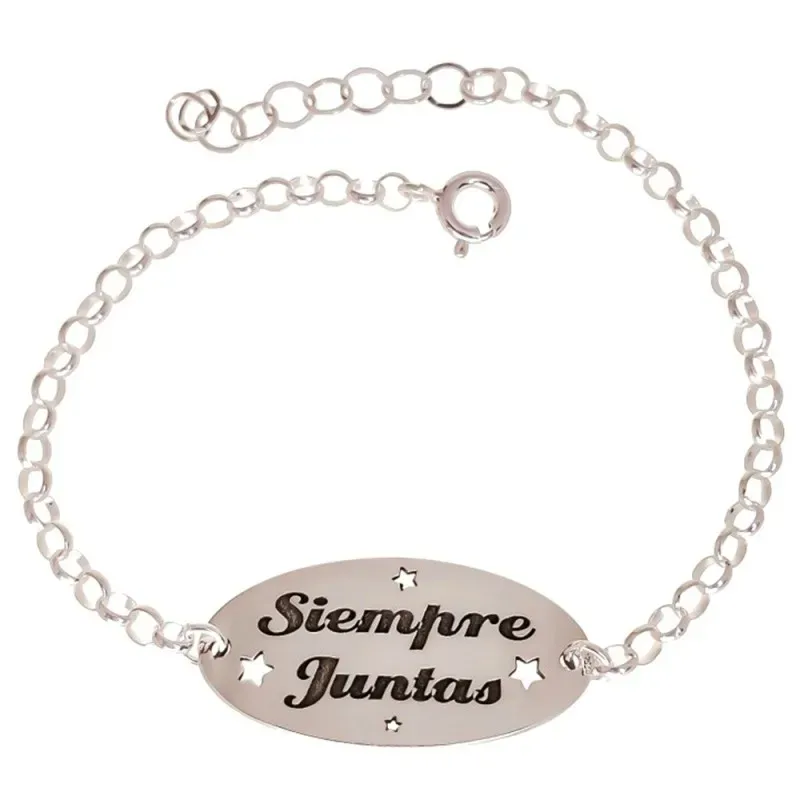 Pulsera Siempre Juntas Plata Ley 925m de 16 cm. cadena rolo tamaño ch