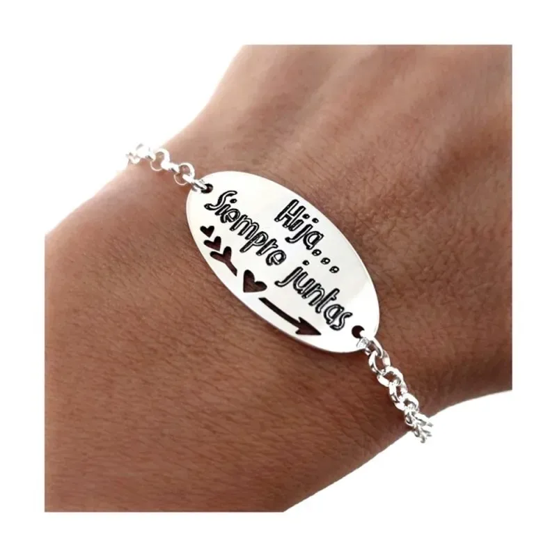 Pulsera Madres e Hijas en Plata de Ley 925m con 16 cm. mensaje HIJA S