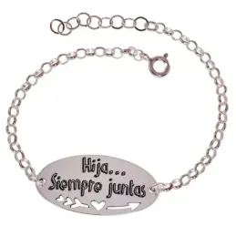 Pulsera Madres e Hijas en Plata de Ley 925m con 16 cm. mensaje HIJA S